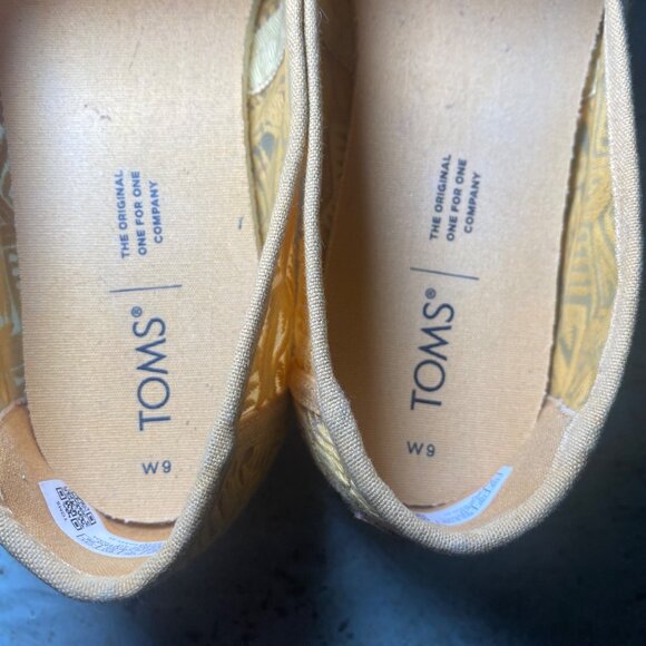 Toms Womens Yellow Embroidered Semi-sheer Slip-On Shoes Casual Boho Cottagecore - Picture 6 of 10